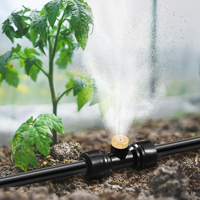 30 Pcs 1/4" Drip Irrigation Tee Connectors for Tube Quick Connect Parts Fittings for 1/4 Inch(6.35mm) Irrigation Tubing or Sprinkler(Black,Misting Nozzle)