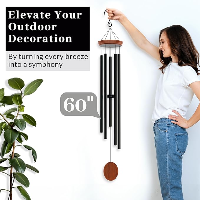 60" Extra Large Wind Chimes for Outside Deep Tone - Soothing Wind Chimes Outdoor Unique, Big Huge Long Windchimes for Outside for Outdoors