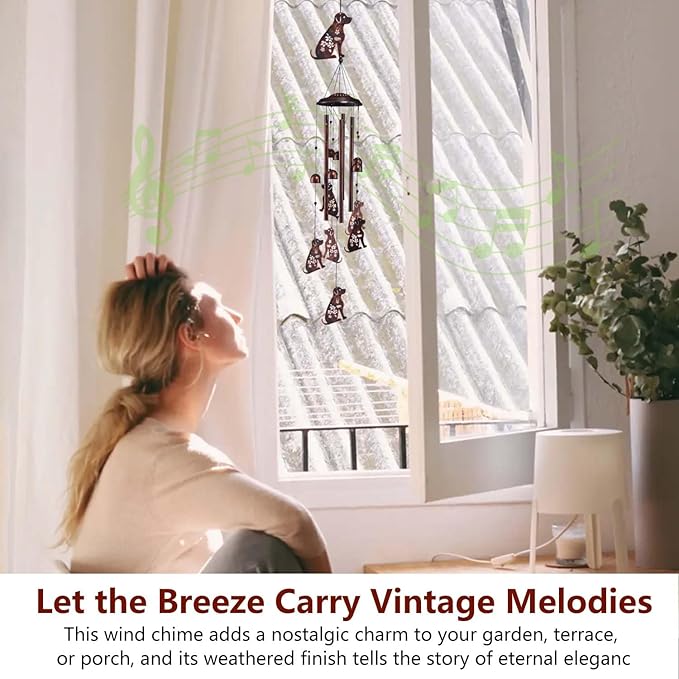 Dog Wind Chimes for Outside, Metal Windchimes Outdoors Clearance with 4 Aluminum Tubes, Garden Patio Yard Home Decor, Dog Gifts for Pet Lovers Women Men Mom Grandma, Unique Festival Birthday Gift