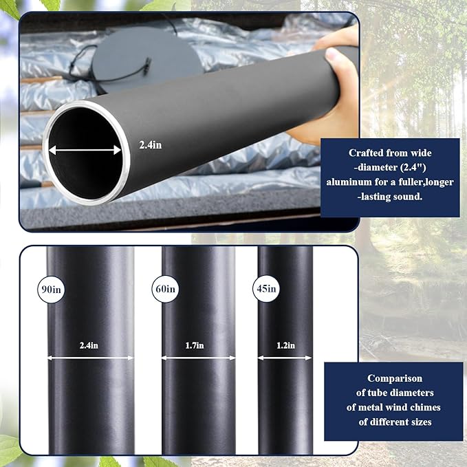 ASTARIN 90 Inch Wind Chimes for Outside with Precision Tuned, Extra Large Handcrafted Wind Chimes Outdoor Bass Tone for Patio, Backyard, Garden, and Outdoor Decor,Black