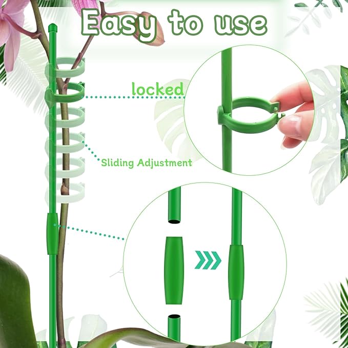 Plant Stakes 18Inch, 10Pcs Plant Support Stakes,HAINANSTRY Adjustable Length Garden Stakes,Plant Stakes for Indoor and Outdoor Plants,Tomatoes/Beans/Orchid/Vegetable Stakes for Garden