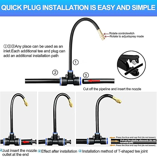Drip Irrigation Kit Automatic Watering System for Potted Plants, 360 Degree Adjustable Copper Micro Sprinklers, Quick Connect Tubing Fittings for Garden, Lawn, Patio, Balcony(25 Nozzles)