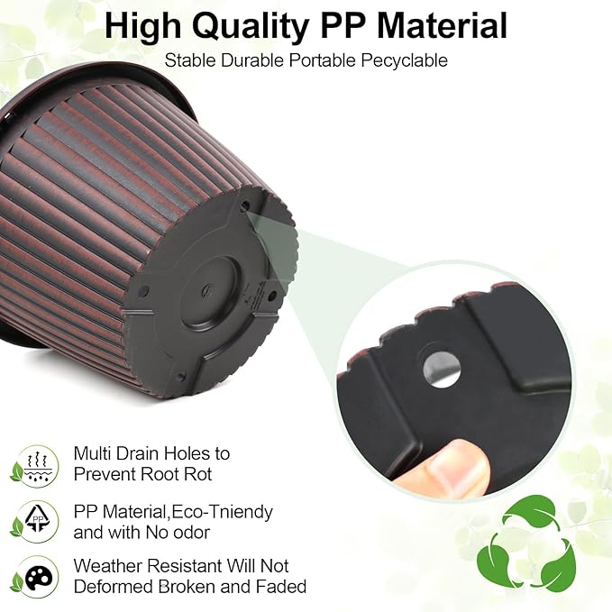 Large-Planter-Indoor-Outdoor Plant Pots, 14 inch 4 Pack Plastic Flower Pots with Saucer And Drainage Holes, Modern Garden Planters For Planting Medium Large Plants, Decorative Resin Garden Pots