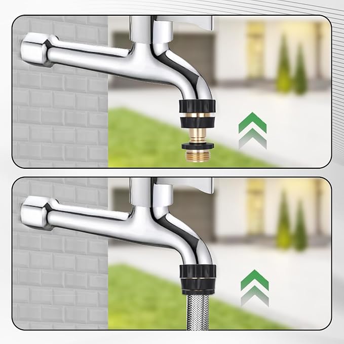 Dalmbox Garden Hose Quick Connector, 3/4" Male and Female Quick Release Garden Hose Connect Fittings With 6 Rubber Washers, 6 sets