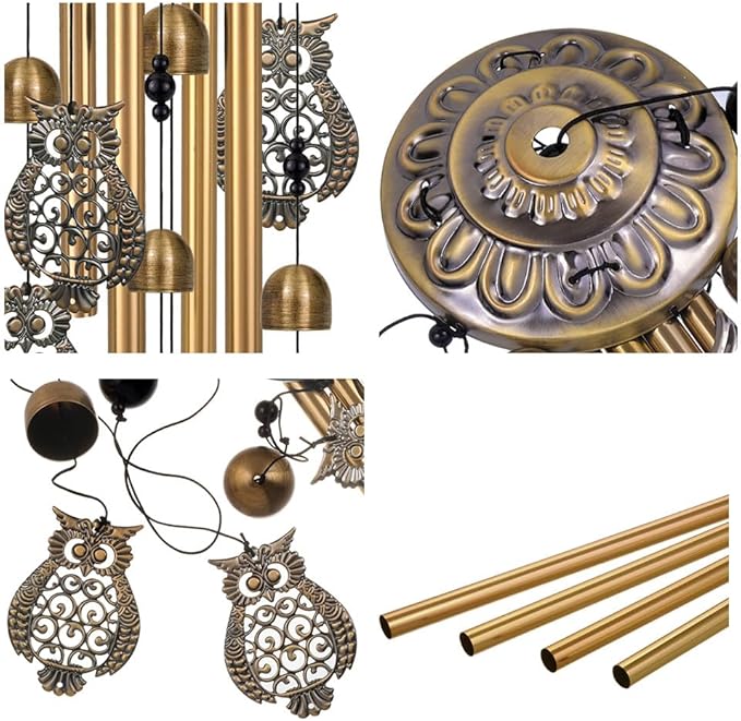 Bronze Owls Wind Chimes Decor, Mobile Blessing Wind Bells Decorate, Sympathy Wind Catcher, Memorial Gifts for Mom,Grandma,Woman (Housewarming/Outside/Indoor/Home/Room/Porch/Yard/Garden Decoration)