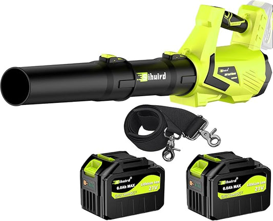 Leaf Blower Cordless,680CFM Electric Blower with 2 x 21V 6.0Ah Battery and Charger, 5-Variable Speed & Turbo Mode, Blowers for Lawn Care