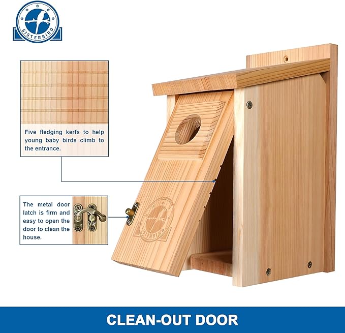 Bird Houses for Outside 1-1/2" Entrance Hole Cedar Wild BirdHouses with Wood Guard Outdoor Bluebird Wren Swallow Finch Assembly Required