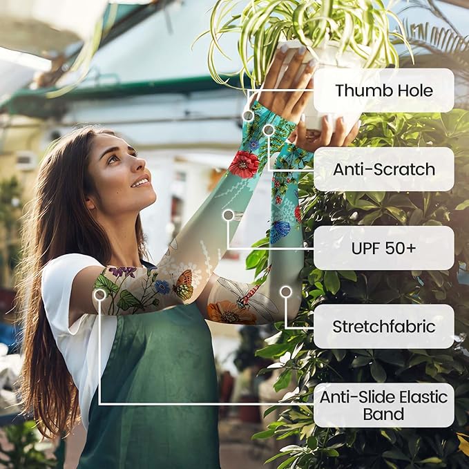 Gardening Sleeves for Women Farm Sun Protection Thorn Proof Cooling Arm Sleeves to Cover Arms for Garden Sports