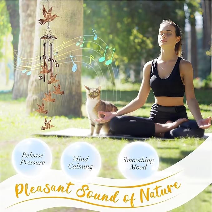 Hummingbird Wind Chimes for Outside,Gardening Gifts for Bird Lover,Women,Men/Mom,Birthday Party Decorations,Memorial Gifts,Wind Chimes Outdoors,Indoors,Room,Home,Wall,Garden,Patio,Yard Decor