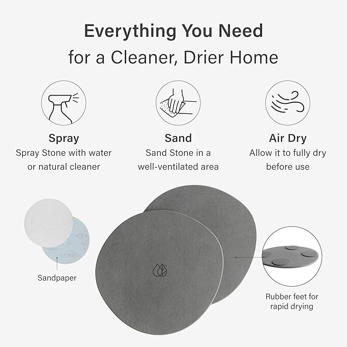 Dorai Stone Plant Pot Saucer – 2 Large Diatomite Water-Catching Trays for Indoor Plants