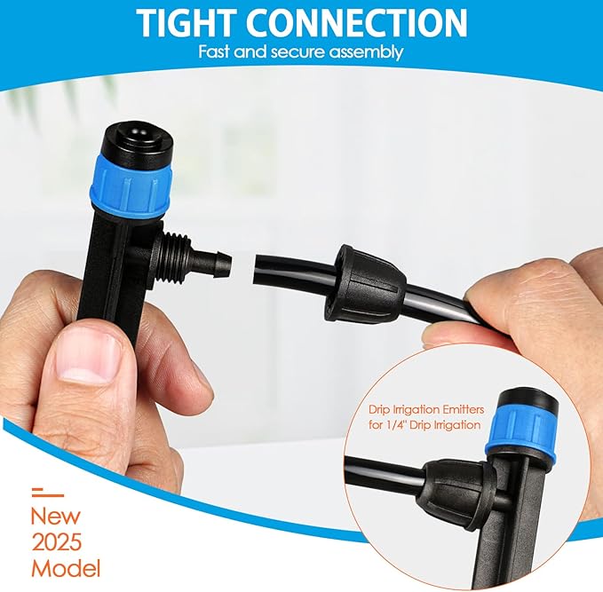 25 Pieces Drip Emitters Fan Shape with Stake for 1/4" Irrigation Tubing: Adjustable 360 Degree Water Flow Irrigation Universal Vortex Sprayer On 5" Stake Drip Pipe Sprinklers Fittings