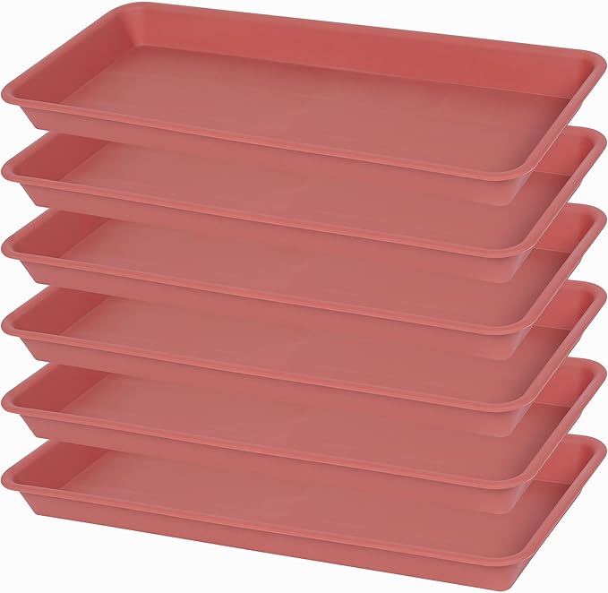 6 Pack Rectangular Plastic Plant Tray Saucer, Terracotta, 6 X 11 Inch, 100lbs Weight Capacity, Indoor/Outdoor, Windowsill Planter Tray