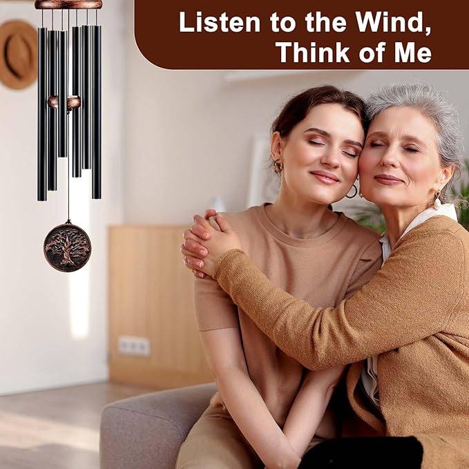 Memorial Wind Chimes for Outside, Sympathy Gifts for Loss of Loved One, Memorial Gift for Loss of Mom Dad Grandparent, Vintage Tree of Life Deep Tone Windchimes Outdoor (DIY 34" Tree of Life)