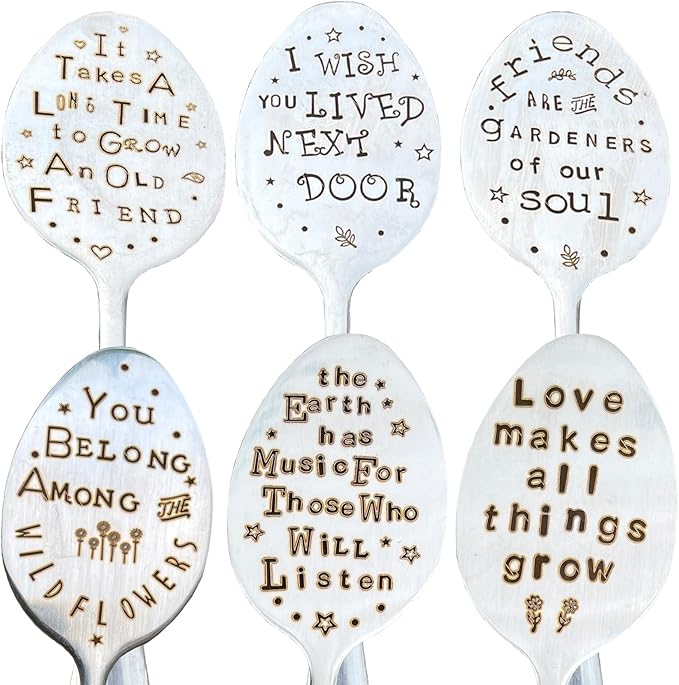 Garden Friendship Gift for Women Gardeners, Plant Marker Stake Label Sign Tag, Gardening Gifts for Woman Plant Lovers, Metal Garden Decoration (Grow an Old Friend-B)