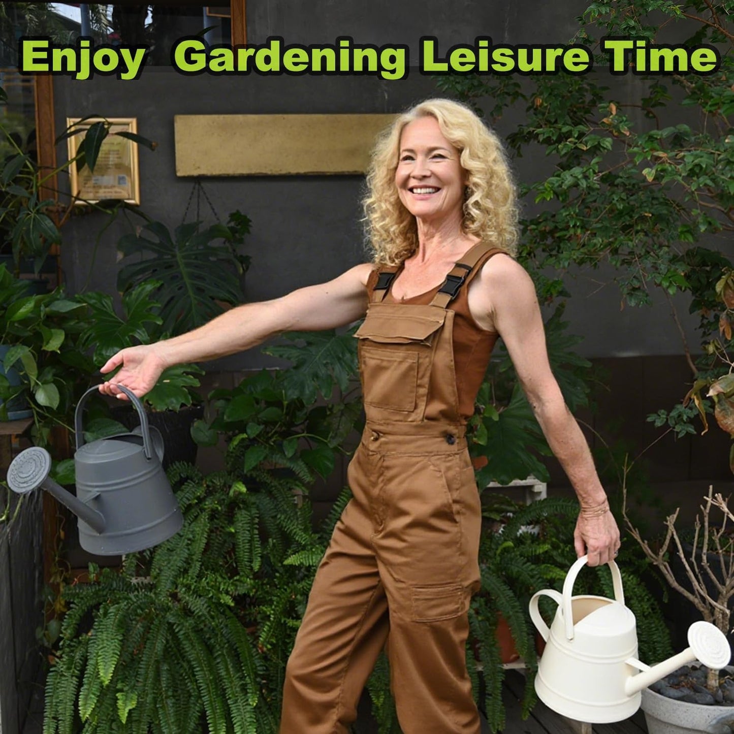 1 Gallon Watering Can for Plants, Watering Cans for Indoor&Outdoor Gardening, Water Can with Ergonomic Movable Handle (Dark Grey)