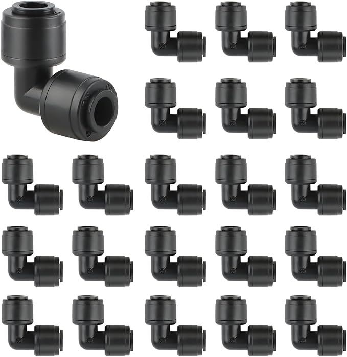 Kalolary 30PCS Quick-Connect 1/4" Drip Irrigation Tee Connectors Universal 90 Degree Elbow Fitting for 1/4 Inch Irrigation Tubing Irrigation Connectors for Drip or Sprinkler System