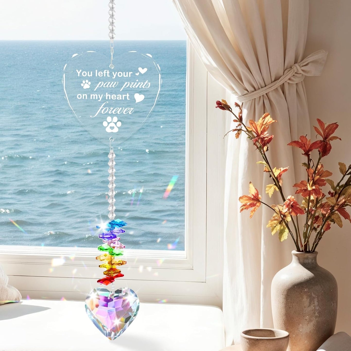 Pet Memorial Gifts for Dogs, Pet Memorial Crystal Suncatcher, Loss of Dog Sympathy Gift, Rainbow Bridge Dogs & Cat Remembrance Bereavement Gifts