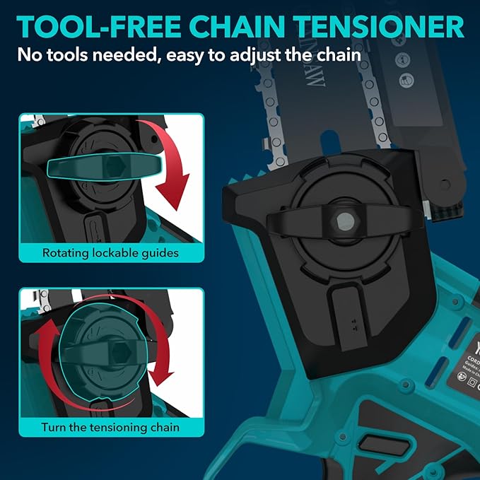 Mini Chainsaw, 8" & 6" Hand Held Cordless Chain Saw with Auto-Oiler, Portable Small Electric Saw Brushless with 2x4.0AH Battery for Tree Pruning Wood Cutting