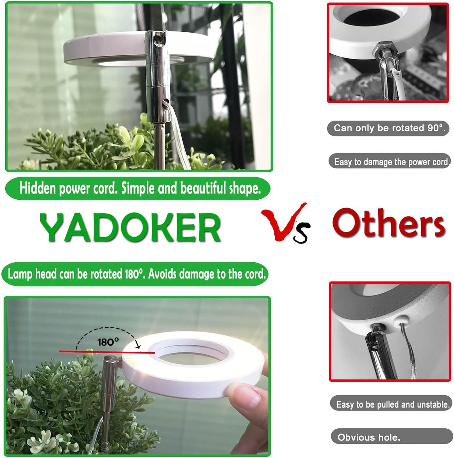yadoker Plant Grow Light, LED Growing Light Full Spectrum for Indoor Plants,Height Adjustable, Automatic Timer, 5V Low Safe Voltage,Idea for Small Plant Light