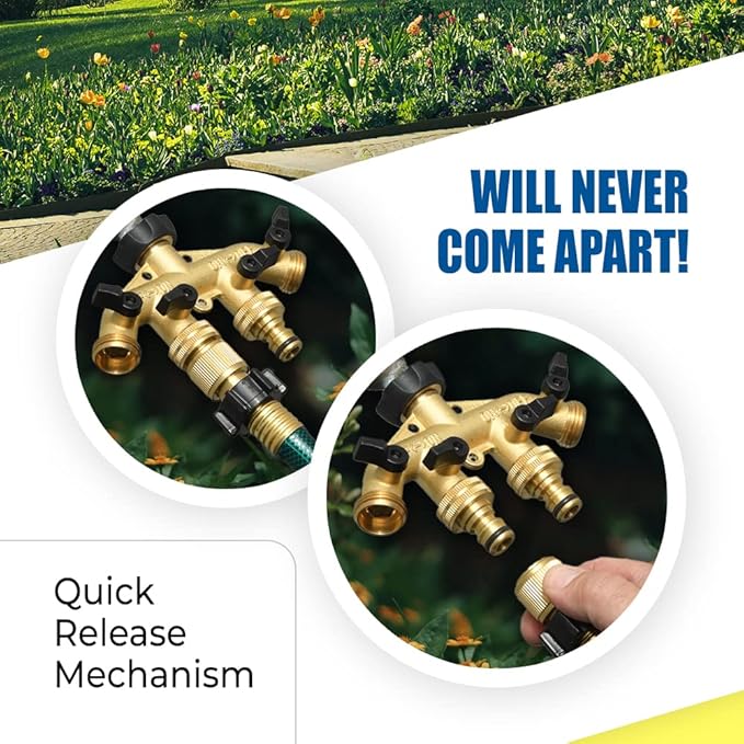 Underhill Quick Connect Solid Brass Connector 3/4-inch M/F GHT for Garden Water Hose, Fittings, Attachment, Parts, A-QC075