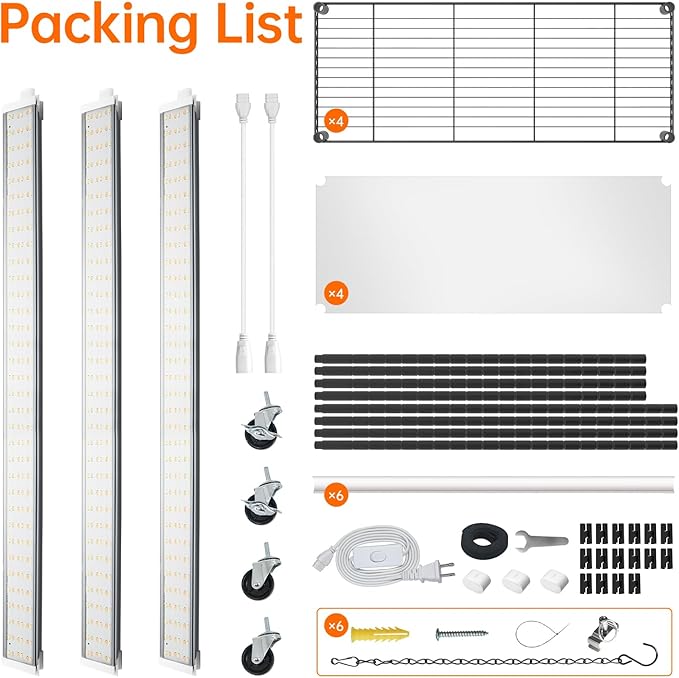 Bstrip Plant Shelf with Grow Lights, 4-Tier Grow Light Shelf with 30W T5 Full Spectrum Grow Lights, Plant Stand with Grow Light for Indoor Plants, Seed Starting, Seedlings(35.4" L x 13.8" W x 59" H)
