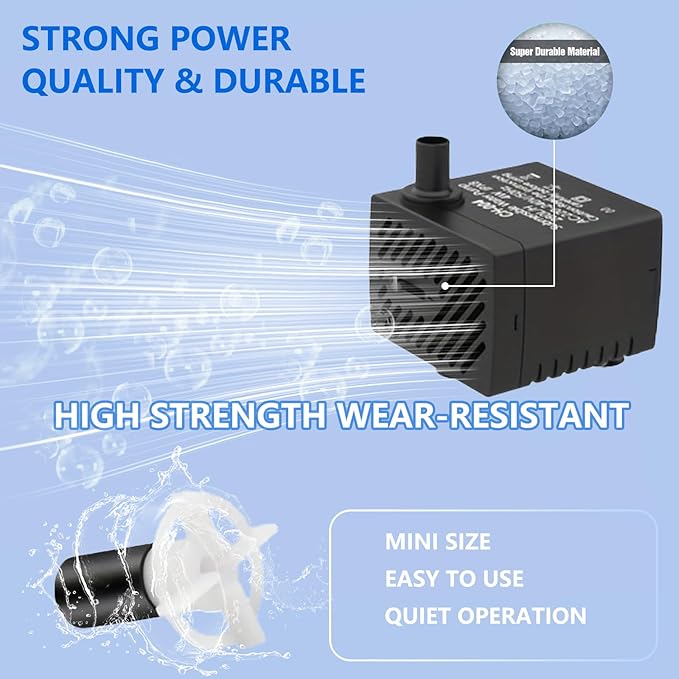 80GPH 2Packs Mini Submersible Water Pump, Small Fountain Pump for Ponds, Aquariums, Fish Tanks, Tabletop Fountains, Pet Fountains, Water Features