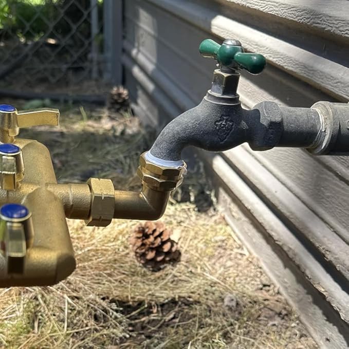 Garden Hose Elbow Connector 90 Degree Brass Hose Elbow Fitting Quick Swivel Connect Adapter Thread Size 3/4" FHT x 3/4" MHT (2 SETS)