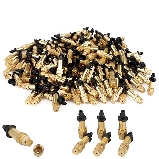 20 pcs Irrigation System Copper Nozzle Adjustable Spray Nozzle Garden Water Cooling System Irrigation Greenhouse Vegetables Lawn Watering Nozzle (Black Gold 04)