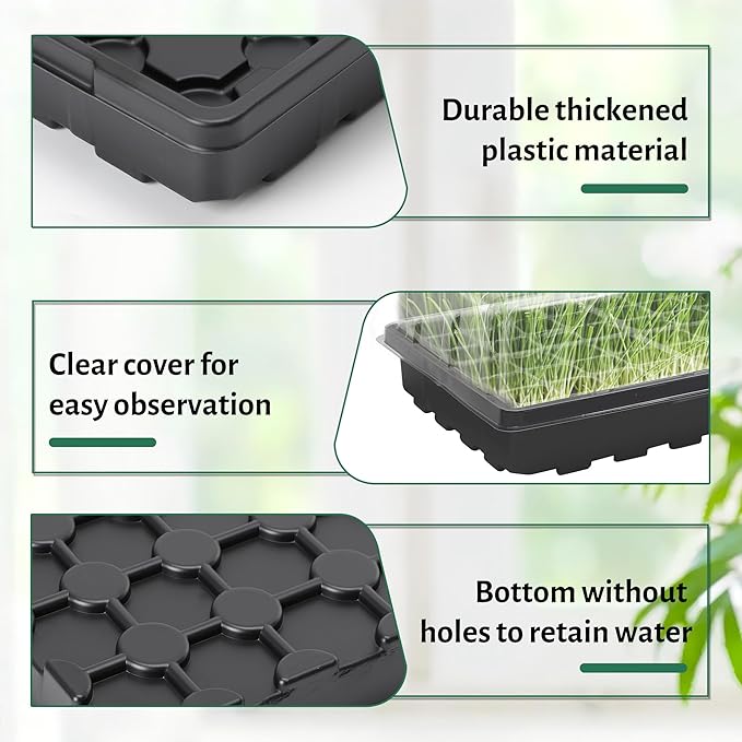 MIXC 5 Pack 1020 Seed Starter Trays with 3.6" Humidity Dome Plant Growing Tray Germination Seed Starting kit, Mini Greenhouse with Handle for Cloning Plant