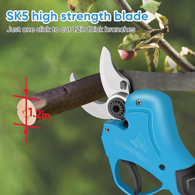 Electric Pruning Shears,1.2in(30mm) Cutting Diameter Pruning Shear for Gardening with 2Pcs 2.0Ah Rechargeable Batteries and 1 Charger, Branch Cutter for Tree Trimming