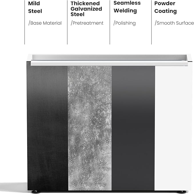 GSK White Metal Planter Box with LED Light Rectangular Illuminate Flower Trough 30" H×10" W×37.9" L Vibe Indoor Light Up Garden Plants Outdoor Separation Patio Porch Balcony