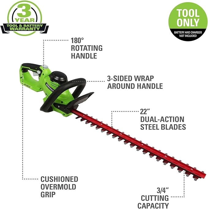 Greenworks 48V (2 x 24V) Cordless Brushless Axial Leaf Blower,24V Cordless Battery Hedge Trimmer Combo Kit