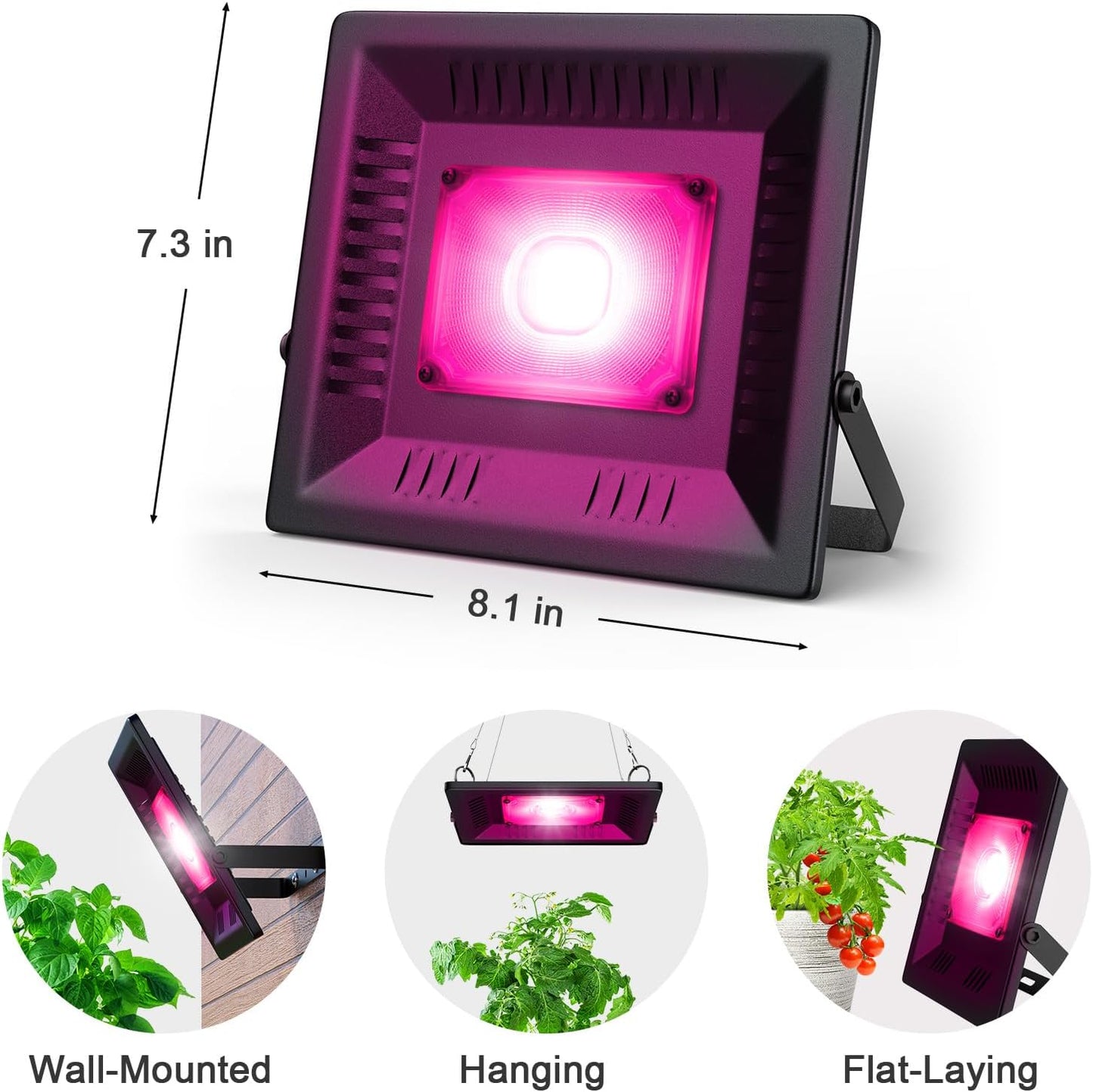 Waterproof Plant Light, 150W Outdoor Grow Lights, Full Spectrum LED Grow Light, Height Adjustable, Silent, Heat Dissipation, for Indoor Outdoor Plant Seedling Growing Blooming Fruiting
