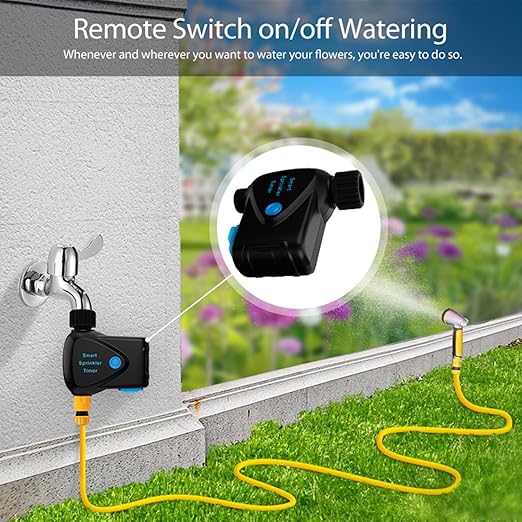 WiFi Water Timer with Flow Meter - No Hub Required, Flow-Sensing Smart Sprinkler Timer Compatible with Alexa & Google Home, Wireless Remote Garden Irrigation, Real-Time Water Usage Monitor