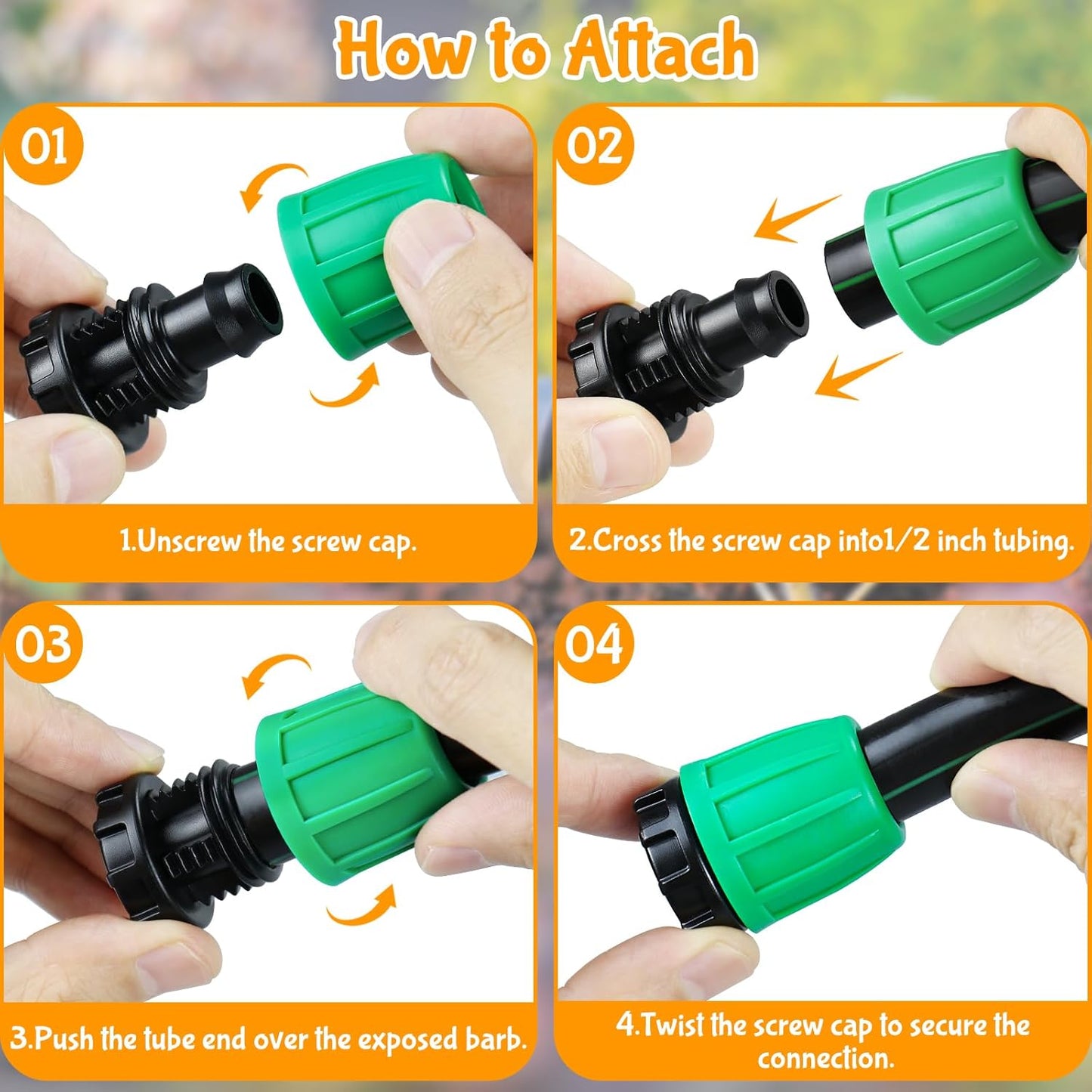 Drip Irrigation 1/2" End Cap Fittings:1/2 Inch Drip Line Lock Barbed End Plug Connectors for Drip Irrigation Tubing (1/2" ID x 0.640" OD) Anti-Drop Drip Irrigation Parts (12 Pieces)