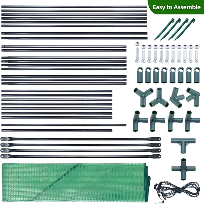 Lean to Greenhouse for Outdoors: Ohuhu Portable Tomato Green House Heavy Duty with Roll-Up Zippered Door, Tall Plastic Greenhouses for Outside Winter Plants Growing Shed for Backyard, 6.6x2.5x5.6 FT