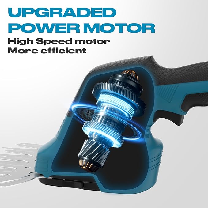 GARTOL Hedge Trimmer Cordless 2-in-1, 12'' Bush Trimmer & 20V Battery Powered Grass Shears with Battery & Charger, Lock, Fast Blade Change, Electric Hedge Shears Compatible with 18V Makita Batteries