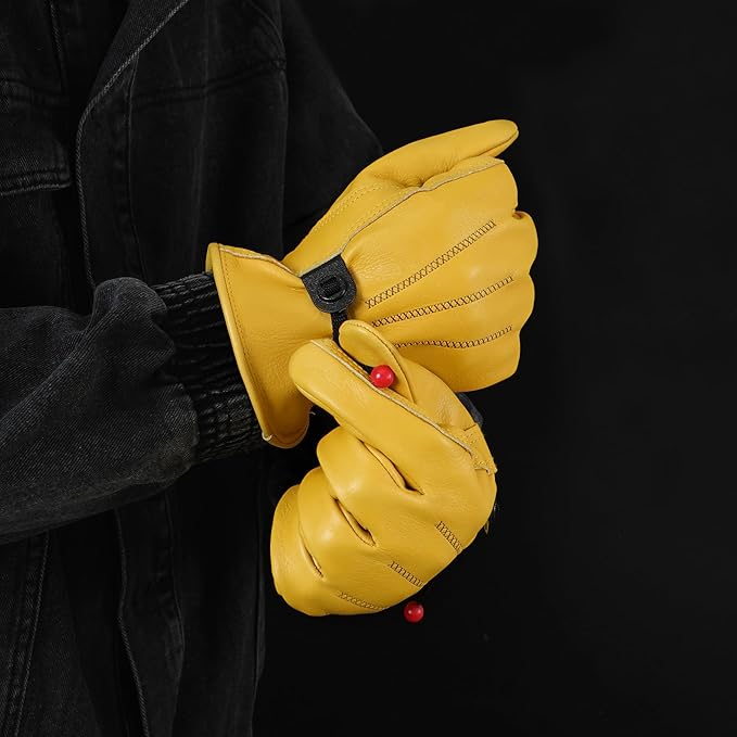 Leather Work Gloves for Men & Women, Reinforced Durable Gardening Gloves,Cowhide Work Gloves,Puncture & Cut Resistant