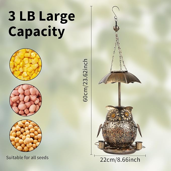 ZQMHJTSolar Bird Feeder,Squirrel Proof Bird feeders for Outdoors,Suitable for attracting Wild Birds Outdoors and Decorating Gardens