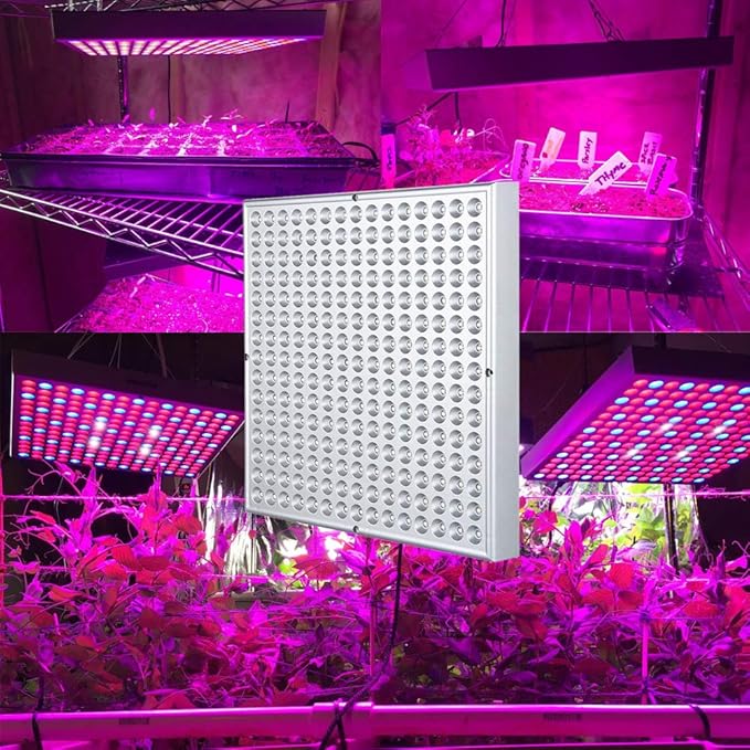 LED Grow Light 225 LEDs Plant Lights Red Blue White Panel Growing Lamps for Indoor Plants Seedling Vegetable and Flower (2 Pack)