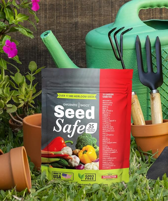 Gardeners Basics Seed Safe Kit โ 35 Easy-to-Grow Heirloom Vegetable Seeds for Beginners โ Non-GMO Garden Starter Set with 17,000+ Seeds โ Perfect Gardening Gift for New Gardeners or Families