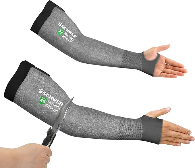 Schwer AIR-SKIN ANSI A6 Cut Resistant Arm Sleeves for Men&Women S903, 22in Non-PFAS Arm Protectors for High Risk Work, UPF50+ UV Protection Gardening Sleeves for Farming, Lightweight, Breathable