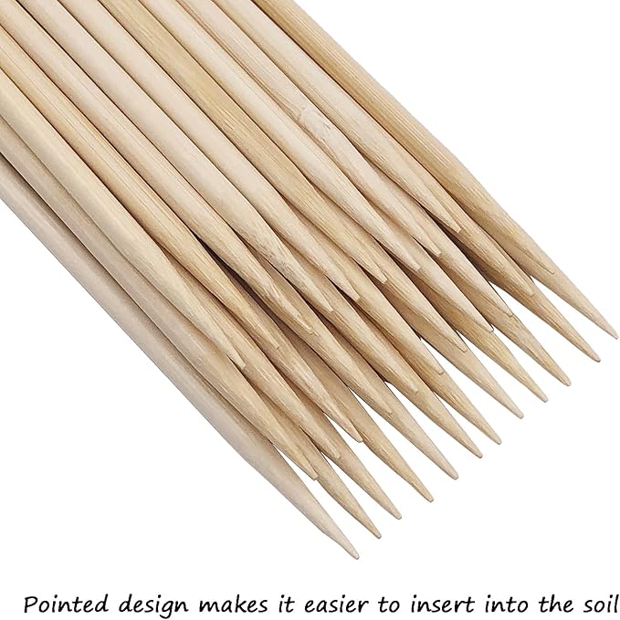 Bamboo Plant Stakes,HAINANSTRY Wood Plant Supports,Natural Bamboo Sticks for Plants/Floral/Potted Plant,Wooden Sign Posting Garden Sticks - 14 Inches 25 Pack