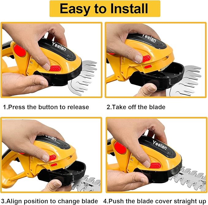 24V Hedge Trimmer Cordless & Grass Shear, Yeelan 2 in 1 Handheld Shrub Trimmer Electric Bush Trimmer, Portable Power Hedge Shears & Grass Cutter with 2 Pcs Rechargeable Batterys for Garden & Lawn