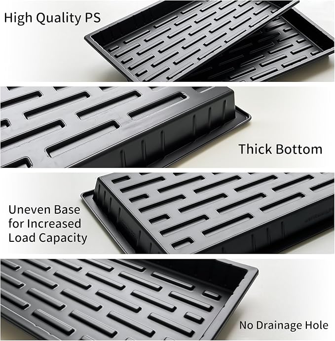 Growing Trays, 1020 Plant Nursery Trays Heavy Duty Seed Starter Flat Seedling Tray for 72/128 Cell Plug Tray Transplant Growing Microgreens (21"×11", 10 Pack, 1.6" Deep, Without Holes)
