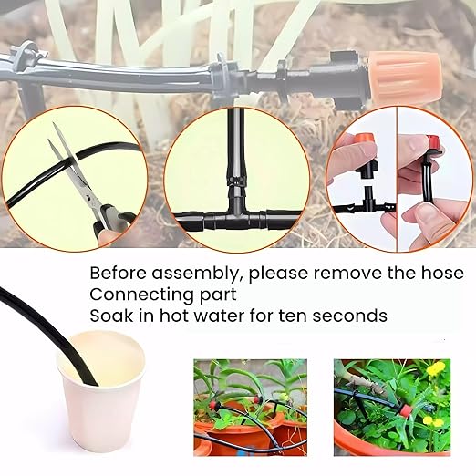 100ft Drip Irrigation System with 50 Adjustable Sprinklers – Automatic Garden Watering System for Outdoor Plants, Lawns, Flower Beds – Efficient Water-Saving Sprinkler System