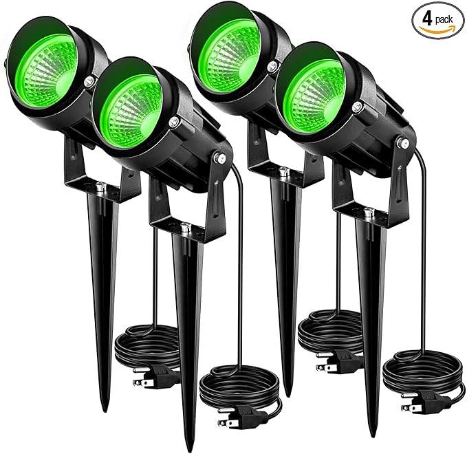 Halloween Green Landscape Lights Outdoor, 7W 110v 120V LED Landscape Lighting IP66 Waterproof Outdoor Spotlights for Garden Yard Pathway Tree, 4 Pack/ Green Landscape Lights,Directly sold by Factory