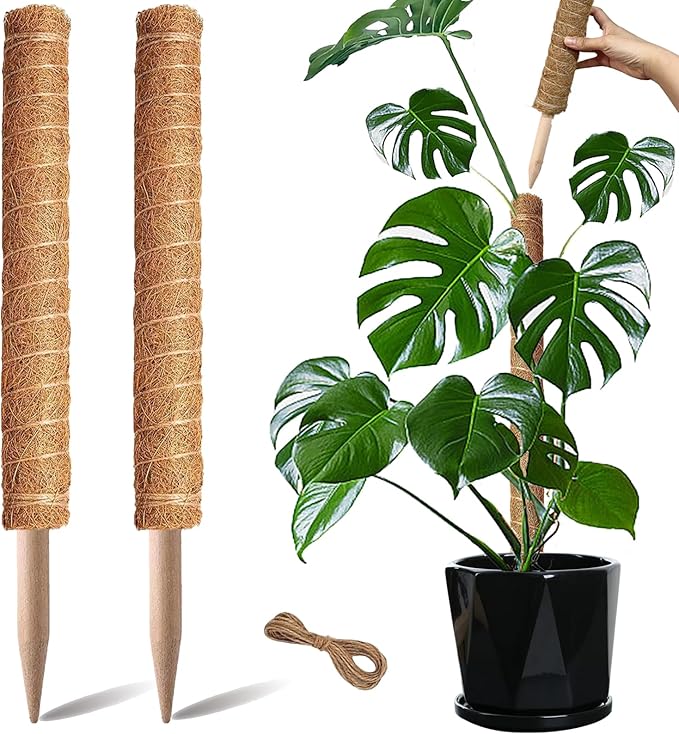 Moss Pole, 2 Pack 17 Inch Monstera Plant Support for Climbing Plants Accessories Indoor, Stackable Moss Poles Plant Support Stakes, Coir Plant Pole Sticks for Potted Plants, Pothos, Philodendron