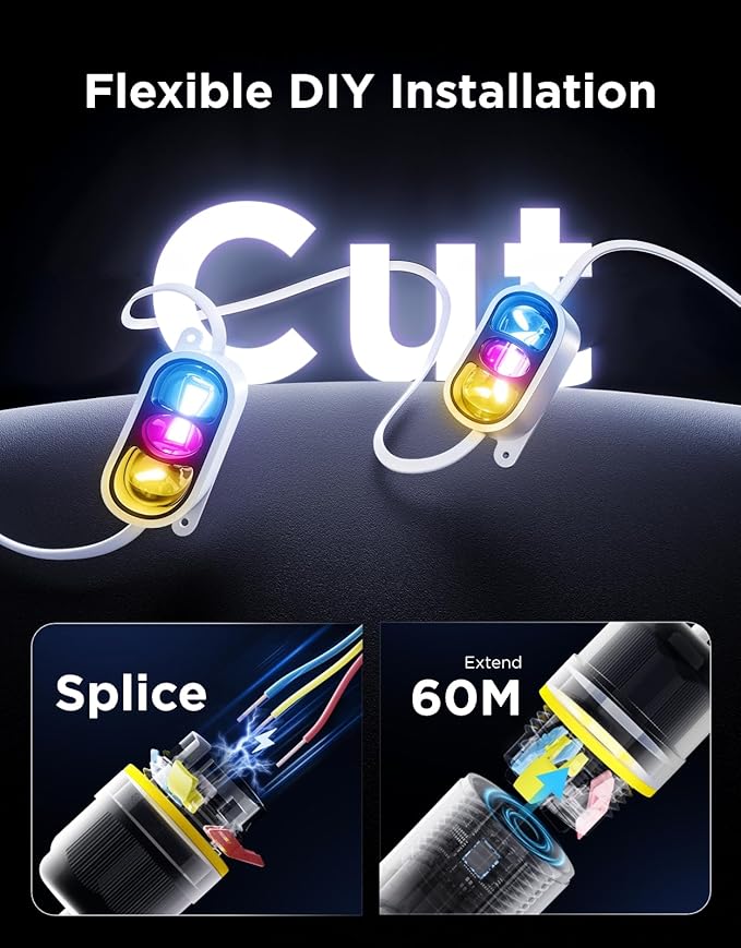 Govee Permanent Outdoor Lights Prism, 150ft with 54 Triple-Color Lighting Heads, 100+ Scene Modes, Up to 60lm for Outdoor Decor, IP68 Waterproof, Works with Alexa, Google Assistant & Matter, White