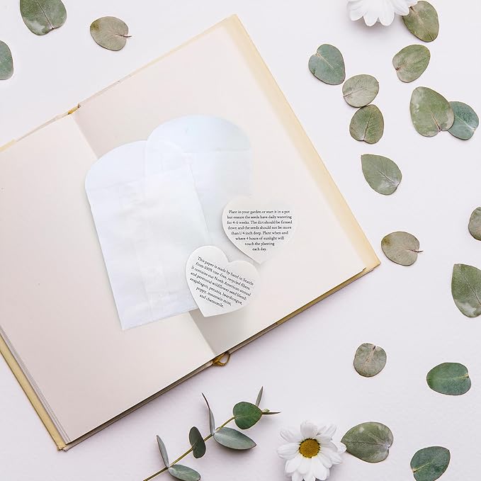 24 Sets of Heart Planting Guide with Glassine Envelopes – Perfect for Seed Paper Products, Wedding Favors, and Gift Sets